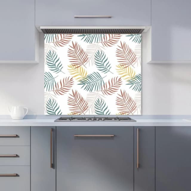 Warren Reed - Designer Palm Branches In Natural Colors Kitchen Splashback in Green Size: 700mm x 750mm Green Unisex 700mm x 750mm