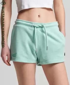 Superdry Womens Organic Cotton Vintage Logo Jersey Shorts Green / Minted Marl - Size: 12