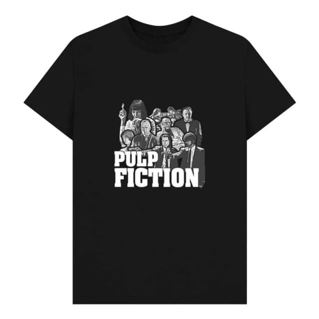 Pulp Fiction Mens Cast T-Shirt in Black Size: Small Black Male S