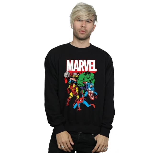 Marvel Marvel Men Hero Group Sweatshirt in Black Size: Small Black S Male 5057864499568