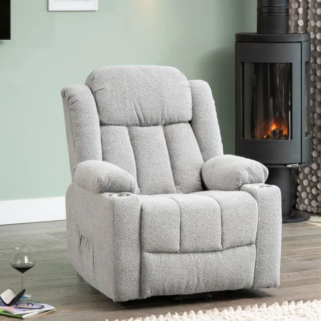 Artemis Home Redding Dual Motor Electric Lift Assist Recliner Chair with Massage & Heat in Light Grey Light Grey Unisex