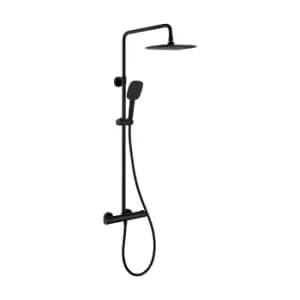 Hunsdon Thermostatic Valve, Square Overhead and Hand Shower Black