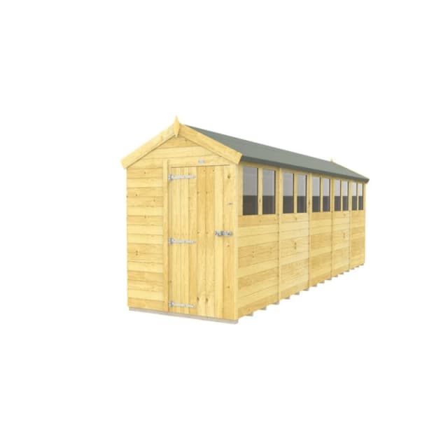 Buttercup Farm 5 x 20 Feet Apex Shed - Single Door W/ Windows - L592 x W147 x H217cm in Brown Brown Unisex