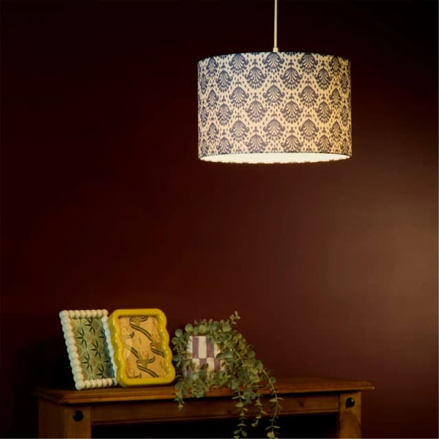 Lighting Collection Damask Print Shade Blue unisex One Size