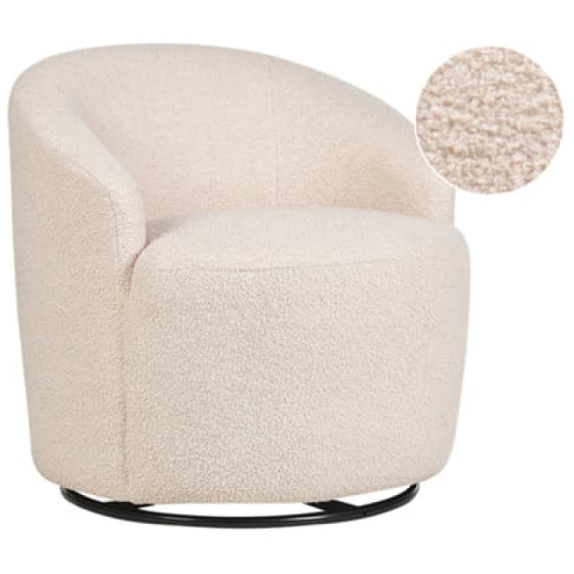 Beliani Boucle Swivel Armchair Beige Davik