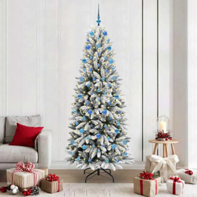 vidaXL Artificial Christmas Tree with 300 LEDs, Blue Balls White 78 x 78 x 210 cm, White 3396064