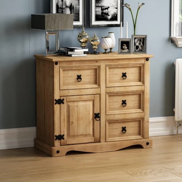 Lassic Corona 1 Door 4 Drawer Small Sideboard Pine unisex One Size