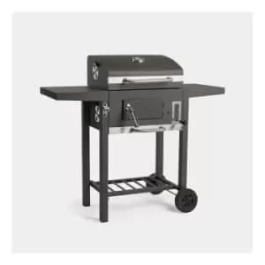 Vonhaus Compact Charcoal Barbecue with Side Tables, black