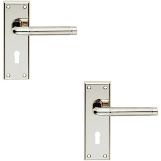Loops 2x PAIR Round Bar Handle on Lock Backplate 150 x 50mm Polished & Satin Nickel Metallics