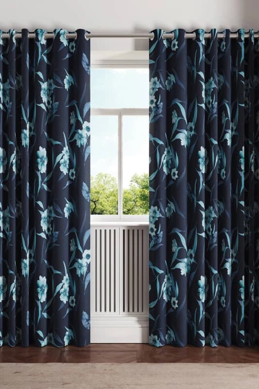 Ted Baker 'Cabana' Cotton Lined Curtains in Navy Size: 168cm width x 183cm drop Navy Unisex 168cm width x 183cm drop