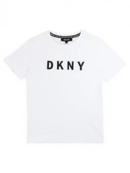 DKNY Boys Classic Logo Short Sleeve T-Shirt, White, Size 10 Years