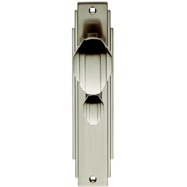 Loops PAIR Line Detailed Door Knob on Bathroom Backplate 205 x 45mm Satin Nickel Metallics