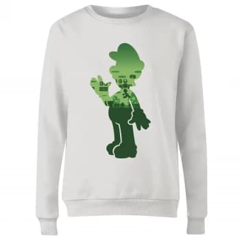 Nintendo Super Mario Luigi Silhouette Womens Sweatshirt - White - M