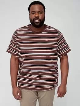 Levis Big & Tall Small Logo Stripe T-Shirt - Brown, Size 4XL, Men