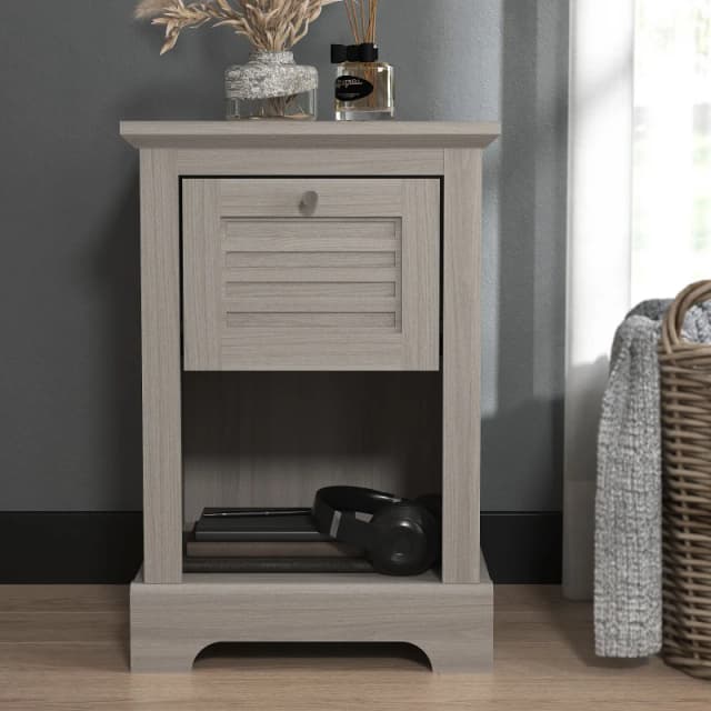 GFW Salcombe 1 Drawer Lamp Table Warm Grey Oak, Grey SALLAMWGO