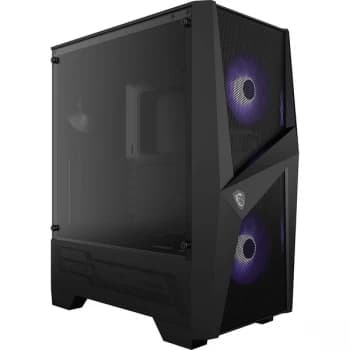 MSI MAG FORGE 100M Mid Tower Gaming Computer Case Black, 2x 120 mm RGB PWM Fan