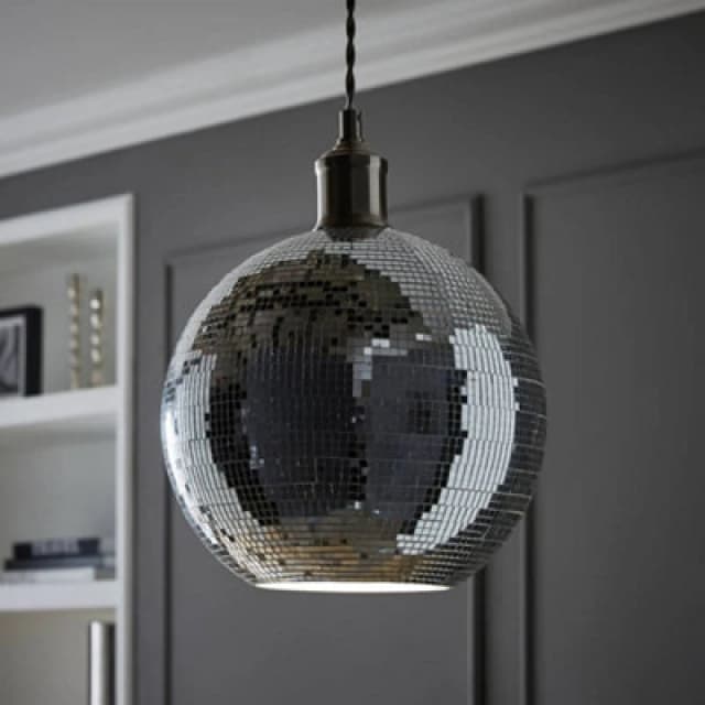 ValueLights ValueLights Dolly Disco Ball Mirror Easy Fit Ceiling Pendant Light Lamp Shade in Metallic Silver Metallic Silver One Size Unisex 501652927