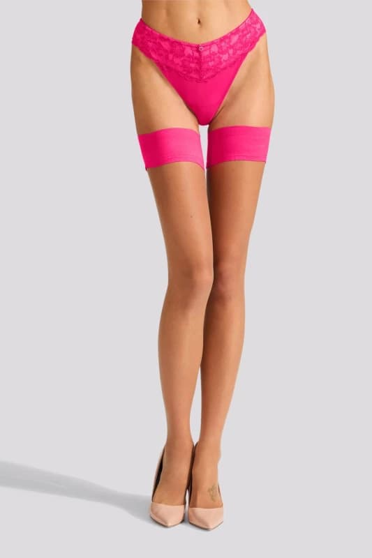 Ann Summers Womens Plain Top Hold Ups in Dark Pink Size: XL Dark Pink Female XL