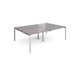 Adapt double back to back desks 2400mm x 1600mm - silver frame, grey oak top