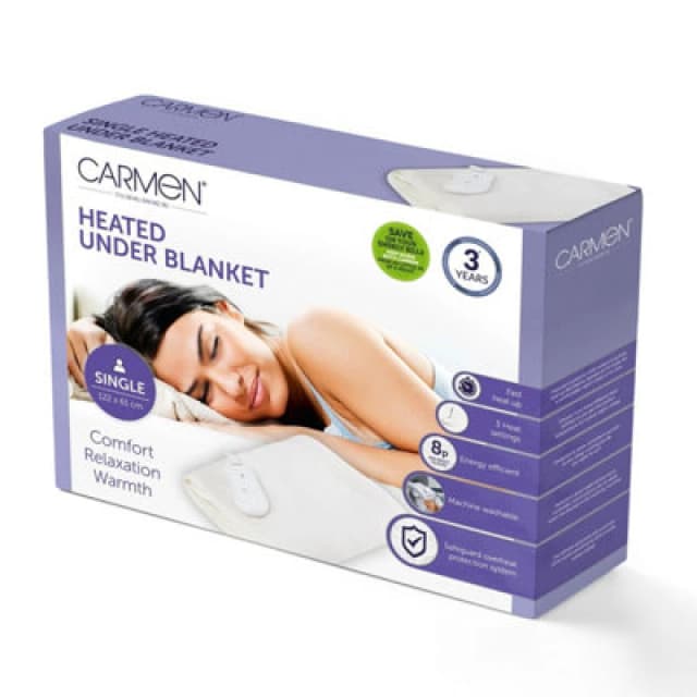 Carmen Full Size Single Electric Blanket White