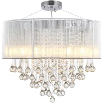 Homcom - Elegant Modern Crystallite Ceiling Chandelier Light w/ Round Drum Silver