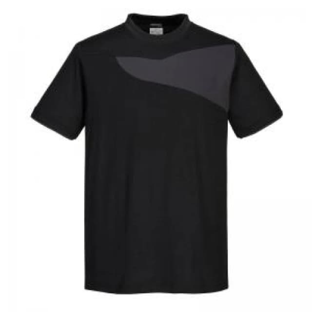 Portwest PW2 Mens Cotton Comfort T Shirt PW211BZRL Colour: Black / Zoom Grey