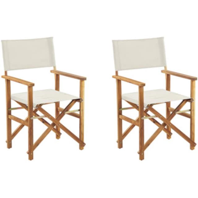 BELIANI Set of 2 Garden Chairs CINE Acacia Wood Off-White 288117