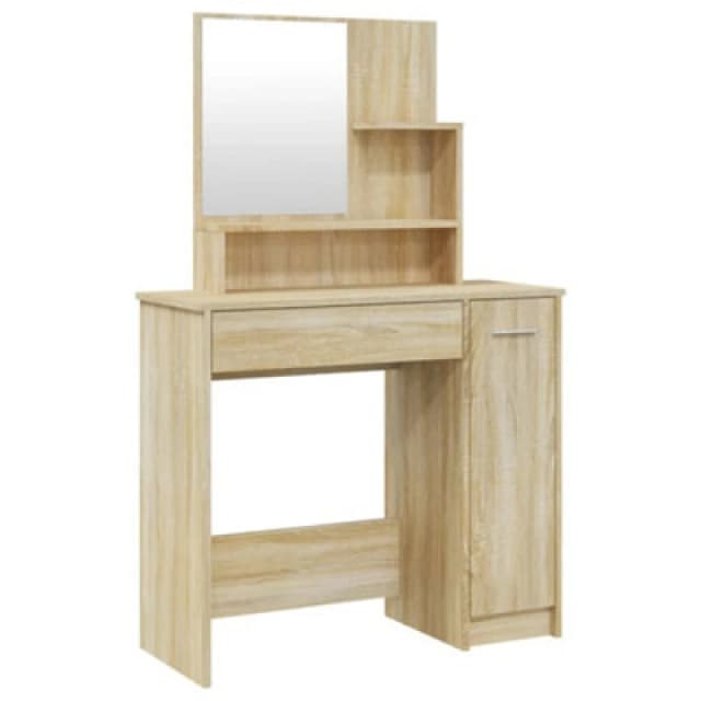 Vidaxl Dressing Table With Mirror Sonoma Oak 86.5X35X136 Cm, Brown 802960