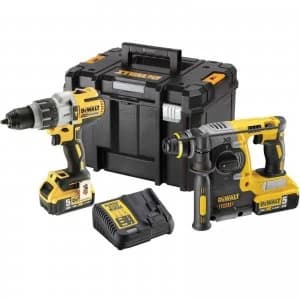 DEWALT DCK229P2T 18v XR Cordless Combi Drill and SDS Drill Kit 2 x 5ah Li-ion Charger Case