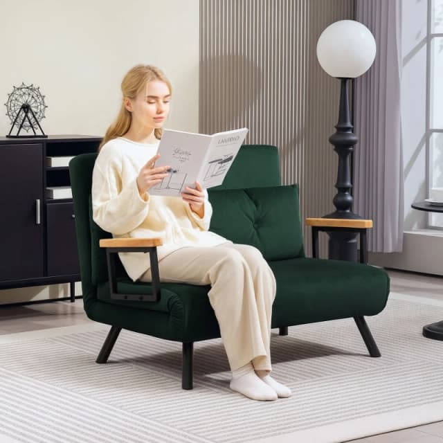 HOMCOM Click Clack 2 Seater Sofa Bed for Living Room, Guest Room Green