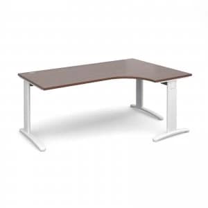 TR10 Deluxe Right Hand Ergonomic Desk 1800mm - White Frame Walnut Top
