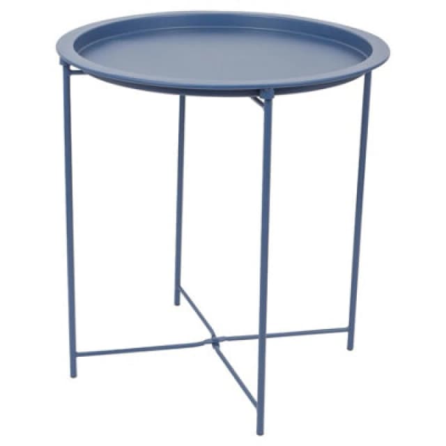 Harbour Housewares Round Steel Tray Table - Matt Navy