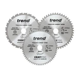 Trend CraftPro Mitre Saw Blade 216 x 30mm x 24T/48T/60T (Pack 3)