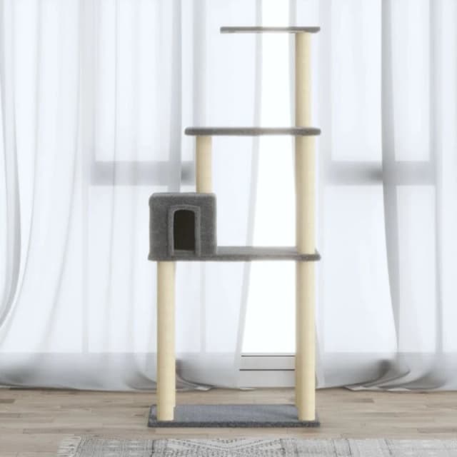 VIDAXL Cat Tree with Sisal Scratching Posts Light Grey 147cm Vidaxl 8720286706046