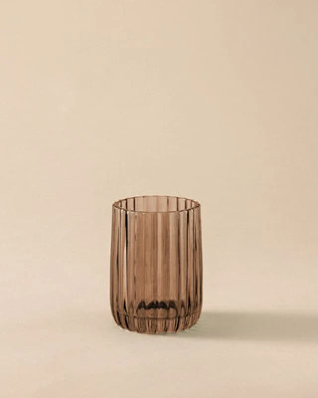 Cosmic Toothbrush Holder, Tumbler, Resistant Glass, 8Cm Diameter, Free-Standing, Ambar Rose, Lido Collection
