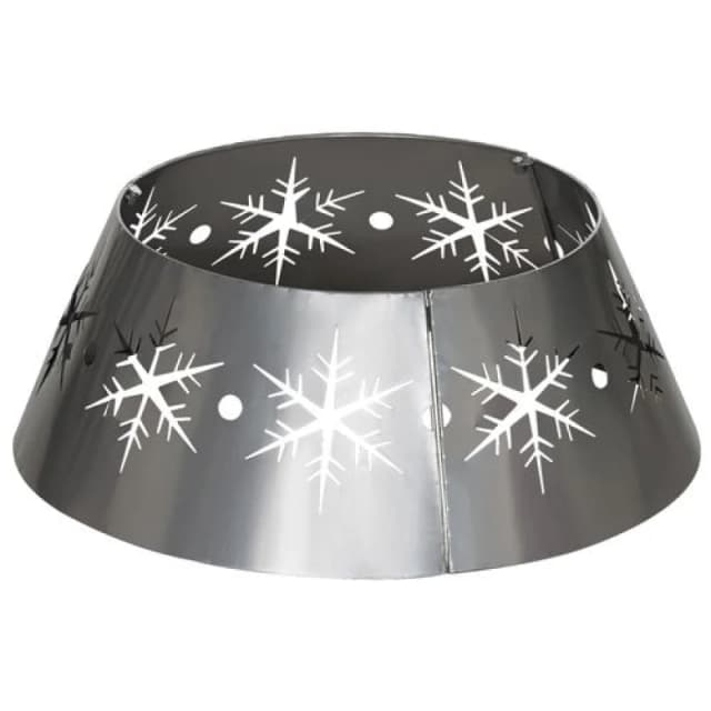 HOMCOM Christmas Tree Base Cover with Hollow Snowflake Patterns Xmas Decoration Silver