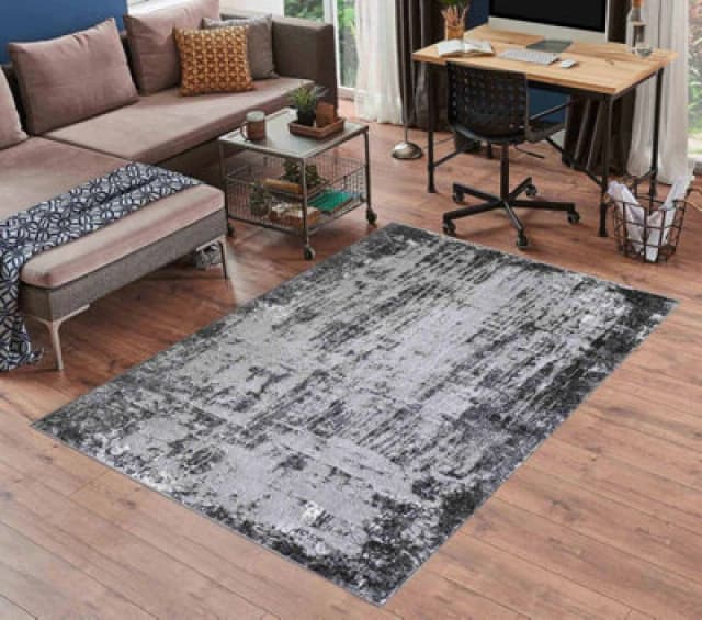 Serenity Modern Abstract Abrasion Contemporary Area Rugs Black 60X220 Cm