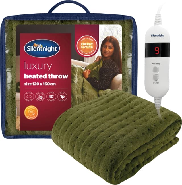 Silentnight Luxury Heated Throw - Green