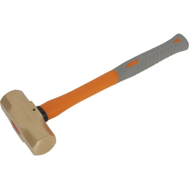 Loops 4.4lb Sledge Hammer - Non-Sparking - Fibre Glass Shaft - Shock Absorbing Grip Clear