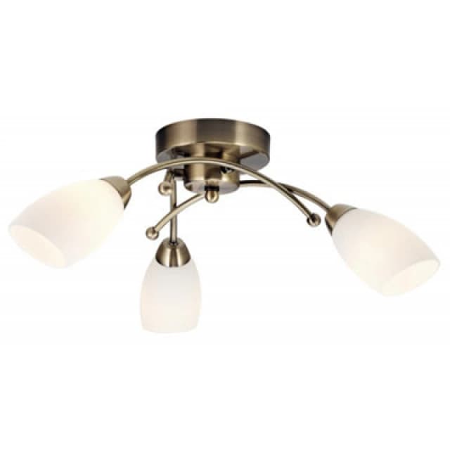 Happy Homewares Contemporary 3 Arm Antique Brass Ceiling Light Fitting