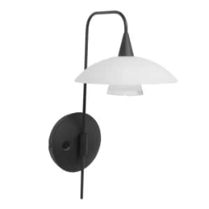 Tallerken Dome Wall Light Matt Black Fixture, Glass White Matt, Transparent Matt