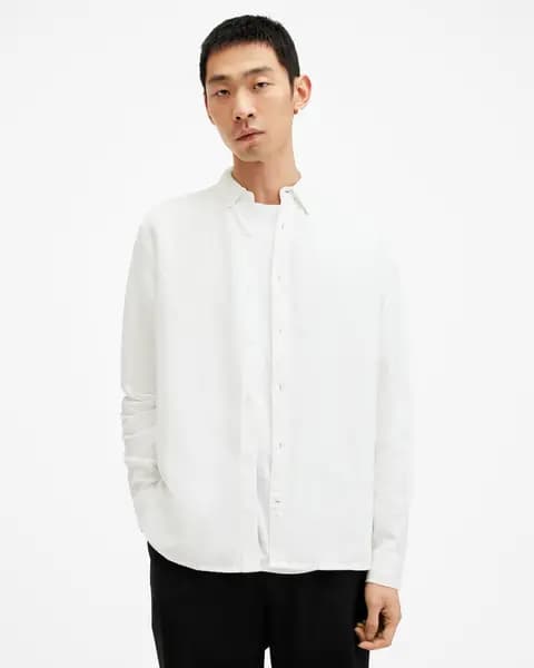 AllSaints Laguna Linen Blend Relaxed Fit Shirt