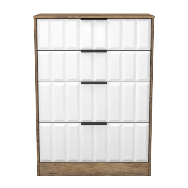 Ready Assembled Black & Oak 5 Drawer Wide Chest (H)1089mm (W)765mm (D)395mm