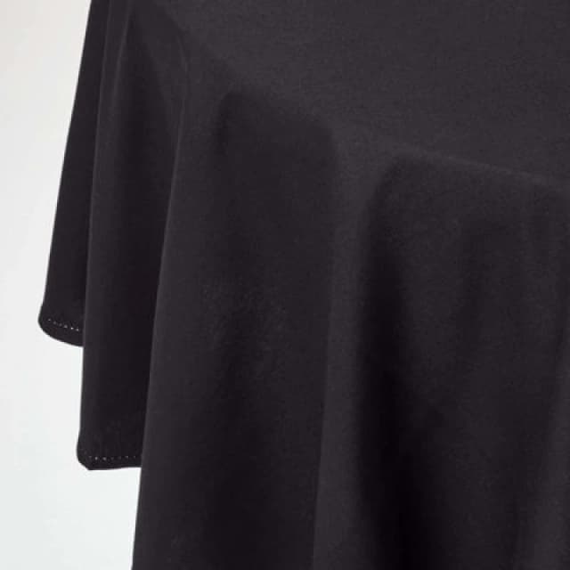 Homescapes Plain Cotton Round Tablecloth, 178cm Black