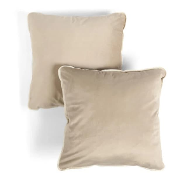 OHS OHS 2 x Piped Edge Matte Velvet Cushion Covers Square Pillowcases in Medium Beige Size: 45cm x 45cm Medium Beige 45cm x 45cm Unisex 502743422613