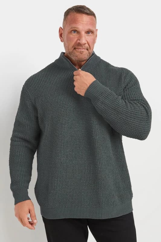 BadRhino Chenille Quarter Zip Jumper Grey