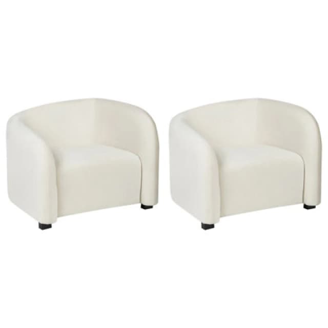 Beliani Set Of 2 Velvet Armchairs Off-White Veltada