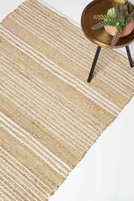 Homescapes Arlyn Natural Striped Handwoven Jute Rug Size: 120cm x 170cm Natural Unisex 120cm x 170 cm