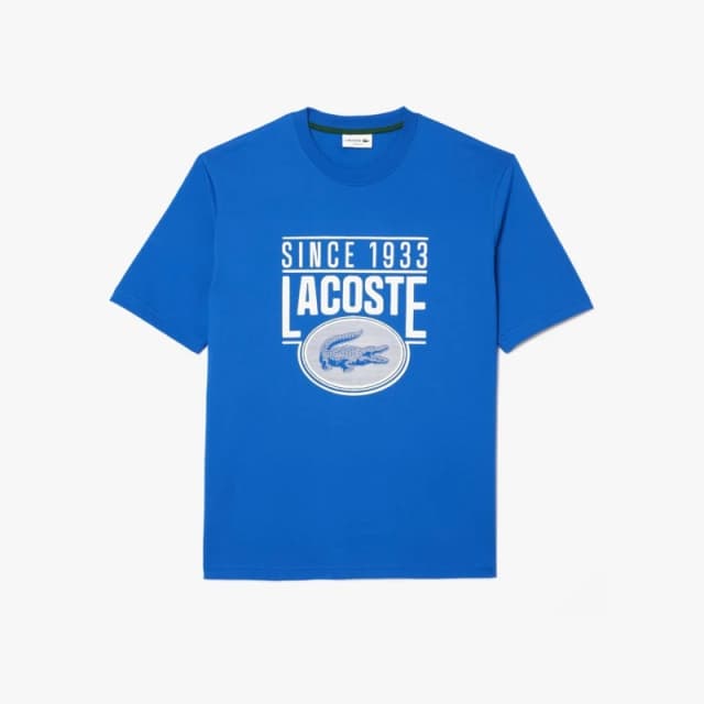 Lacoste Loose-Fit Heavy Cotton Printed T-Shirt Blue male XS