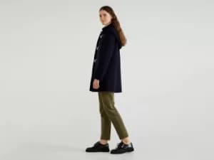 Benetton, Duffel Coat With Removable Hood, taglia 38, Dark Blue, Women